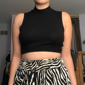 black mock neck crop top